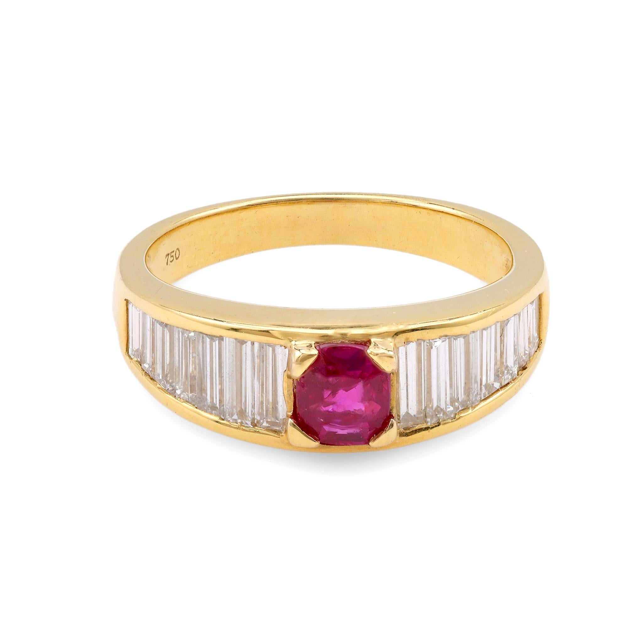 French Ruby Diamond Yellow Gold Ring  Jack Weir & Sons   