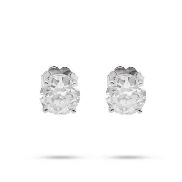 GIA 1.51 Carat Old European Cut Diamond White Gold Stud Earrings Earrings Jack Weir & Sons   