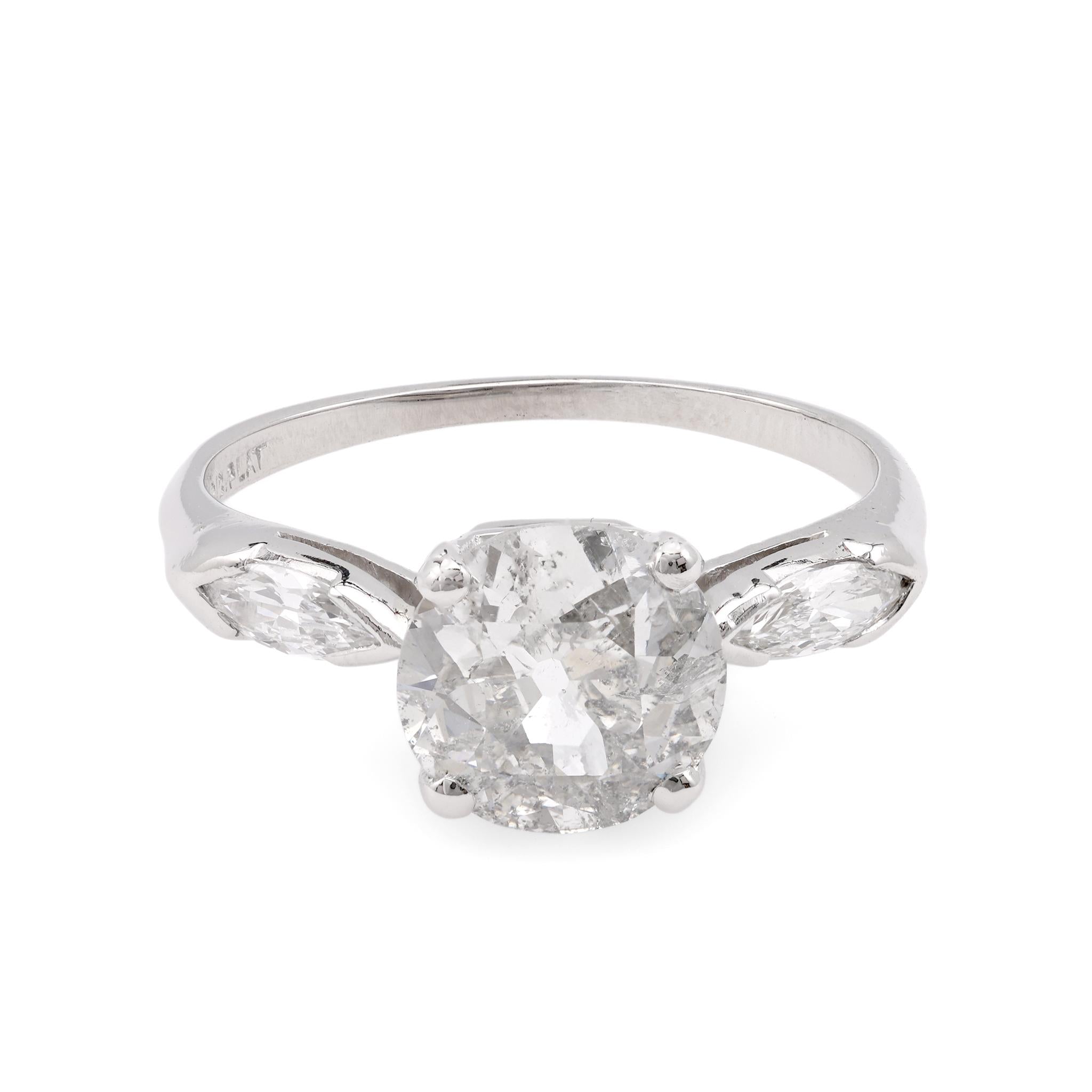 Mid Century GIA 1.76 Carat Old European Cut Diamond Platinum Engagement Ring  Jack Weir & Sons   
