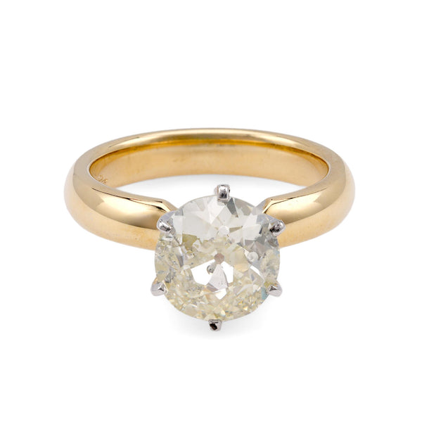 Vintage GIA 2.59 Carat Old European Diamond 18K Yellow Gold and Platinum Ring Rings Jack Weir & Sons   