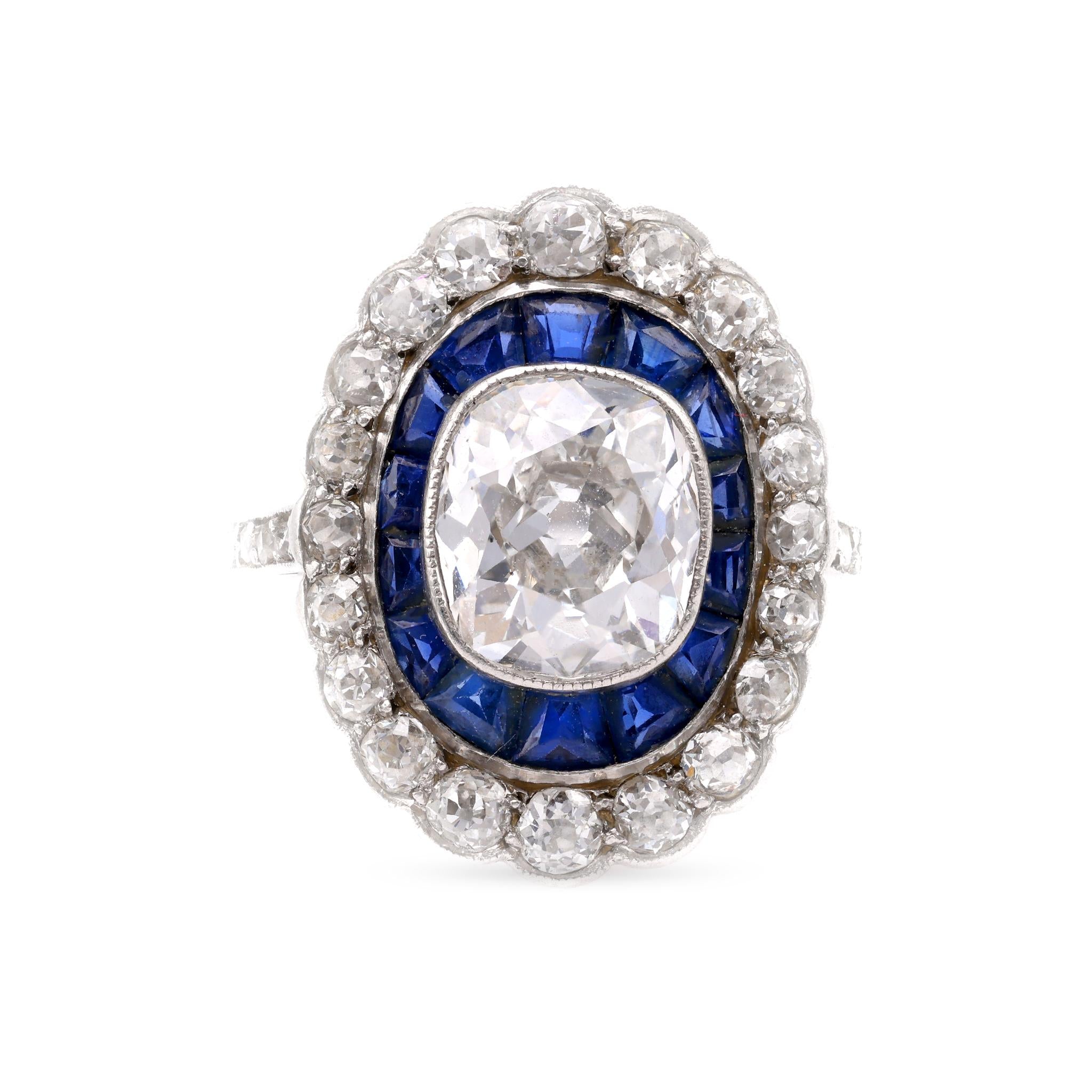 Art Deco Old Mine Diamond Platinum Engagement Ring  Jack Weir & Sons   