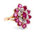 Retro Ruby Diamond 14K Yellow and Gold Cluster Ring Rings Jack Weir & Sons   