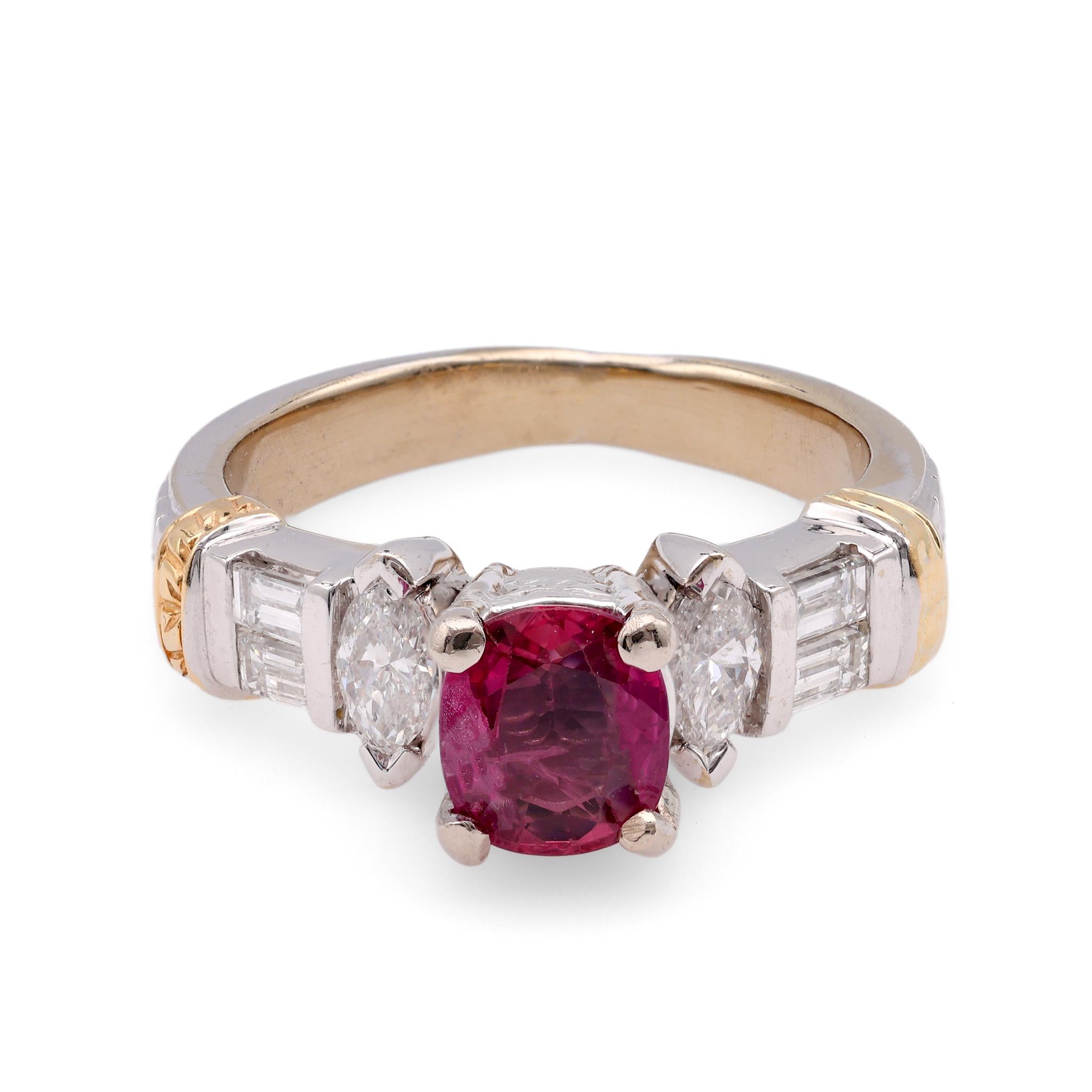 Vintage Ruby Diamond 14K White Gold Ring  Jack Weir & Sons   