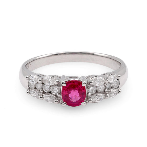 Modern Ruby Diamond Platinum Ring Rings Jack Weir & Sons   