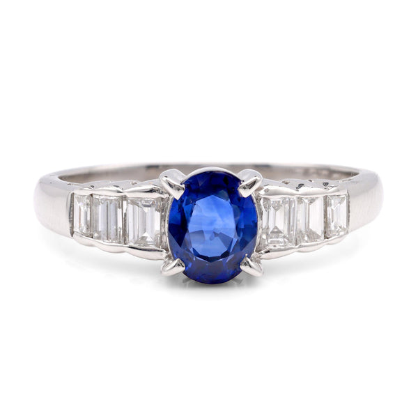 Modern Sapphire Diamond Platinum Ring Rings Jack Weir & Sons   