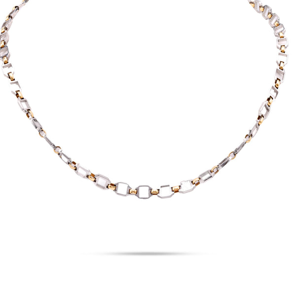 Cartier 18K Yellow Gold and Steel Chain Necklace Necklaces Cartier   