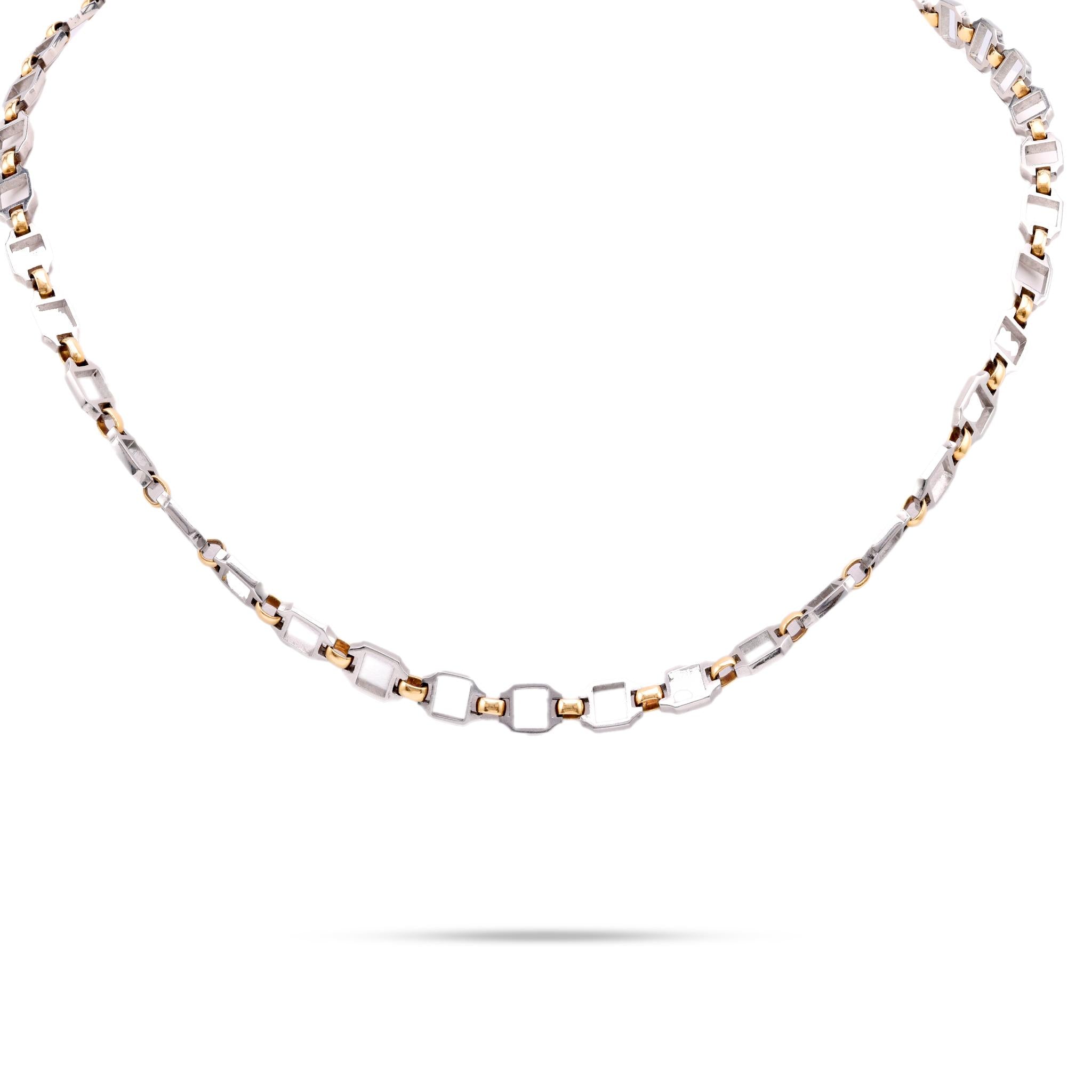 Cartier 18K Yellow Gold and Steel Chain Necklace  Cartier   