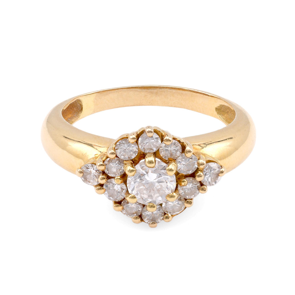 European Diamond Yellow Gold Cluster Ring  Jack Weir & Sons   