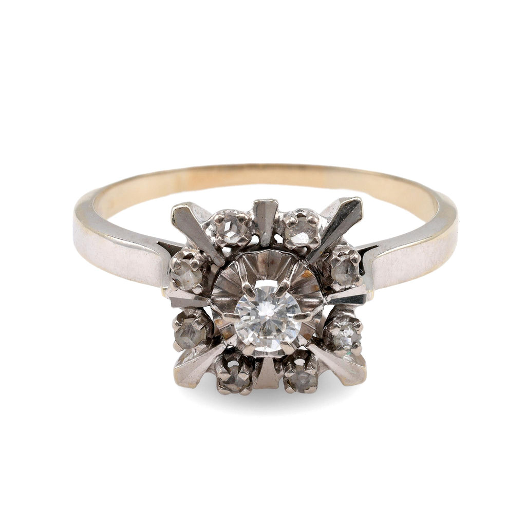 French Belle Epoque Diamond White Gold Halo Ring  Jack Weir & Sons   
