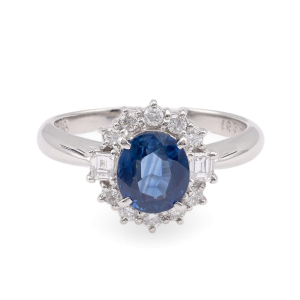 Modern Sapphire Diamond Platinum Ring Rings Jack Weir & Sons   