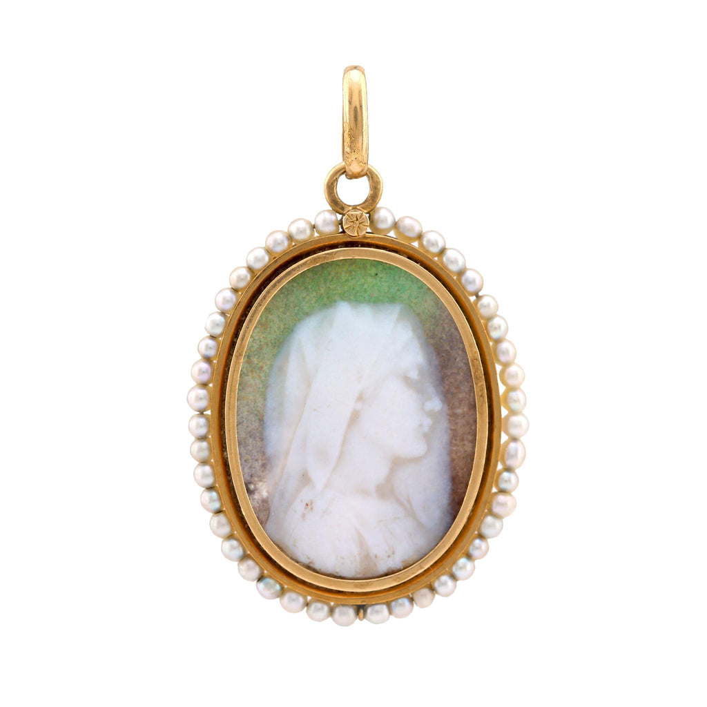 Antique Pearl 18K Yellow Gold Cameo Pendant Necklaces Jack Weir & Sons   