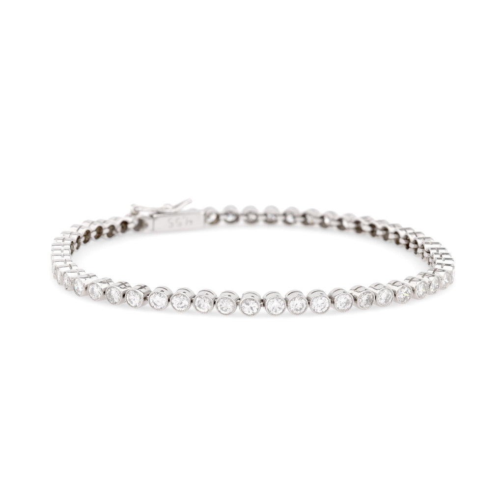 Art Deco Inspired 4.55 Carat Round Brilliant Diamond Platinum Tennis Bracelet Bracelets Jack Weir & Sons   