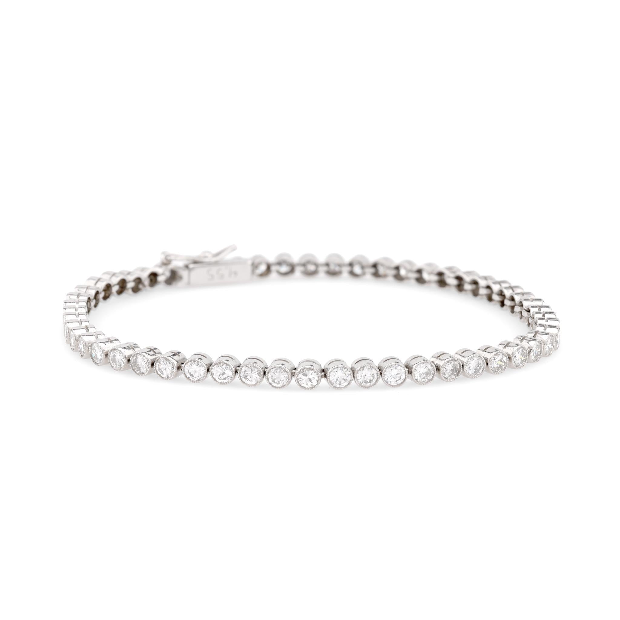 Art Deco Inspired 4.55 Carat Round Brilliant Diamond Platinum Tennis Bracelet  Jack Weir & Sons   