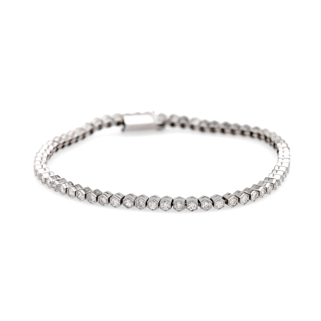 Art Deco Inspired Diamond Platinum Tennis Bracelet Bracelets Jack Weir & Sons   