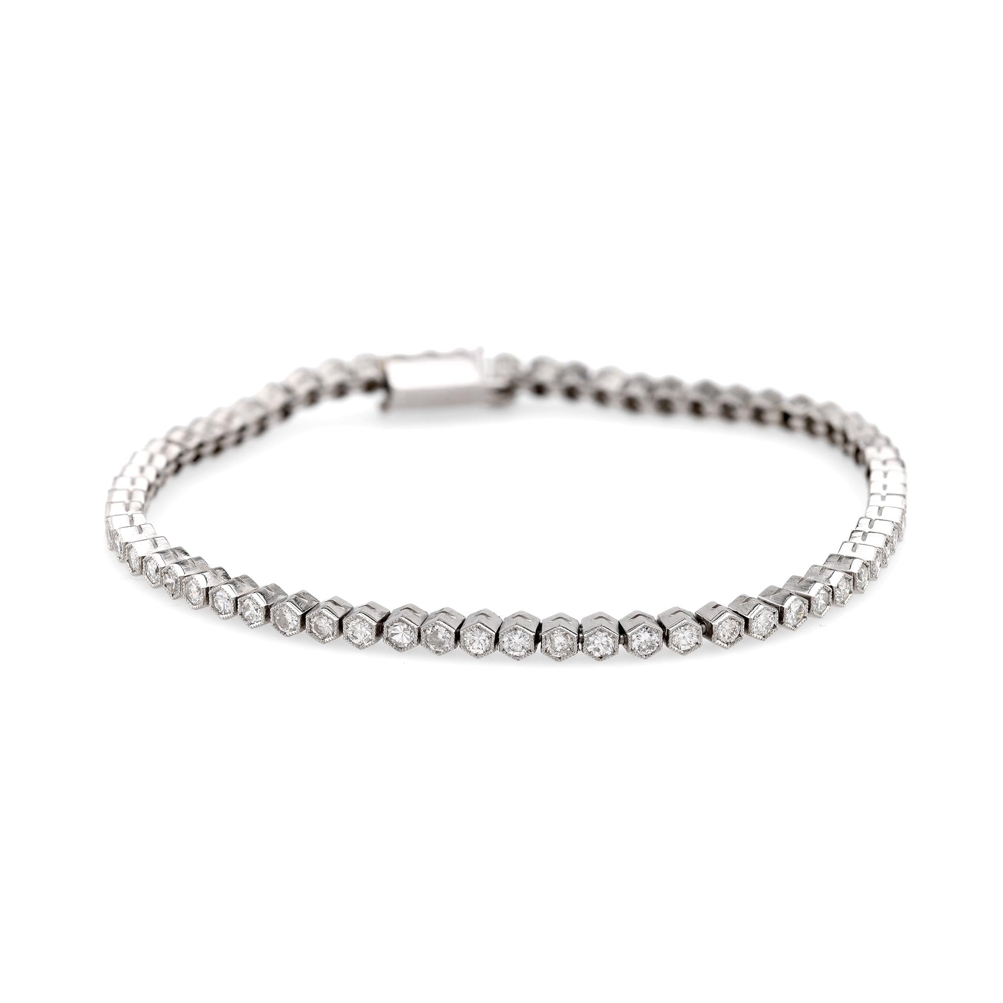 Art Deco Inspired Diamond Platinum Tennis Bracelet Bracelets Jack Weir & Sons   