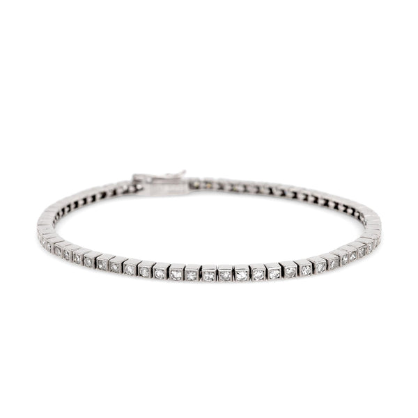 Art Deco Inspired Diamond Platinum Tennis Bracelet Bracelets Jack Weir & Sons   