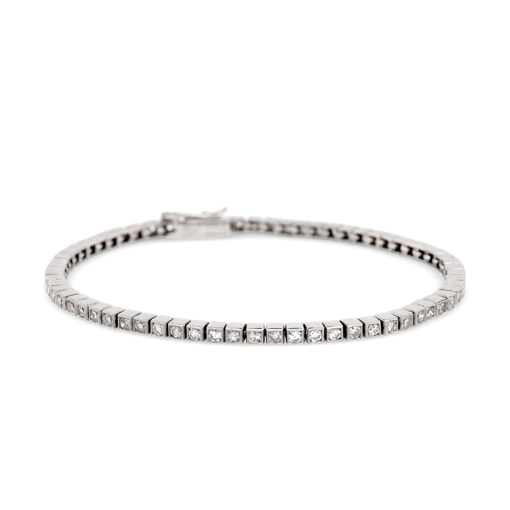 Art Deco Inspired Diamond Platinum Tennis Bracelet Bracelets Jack Weir & Sons   