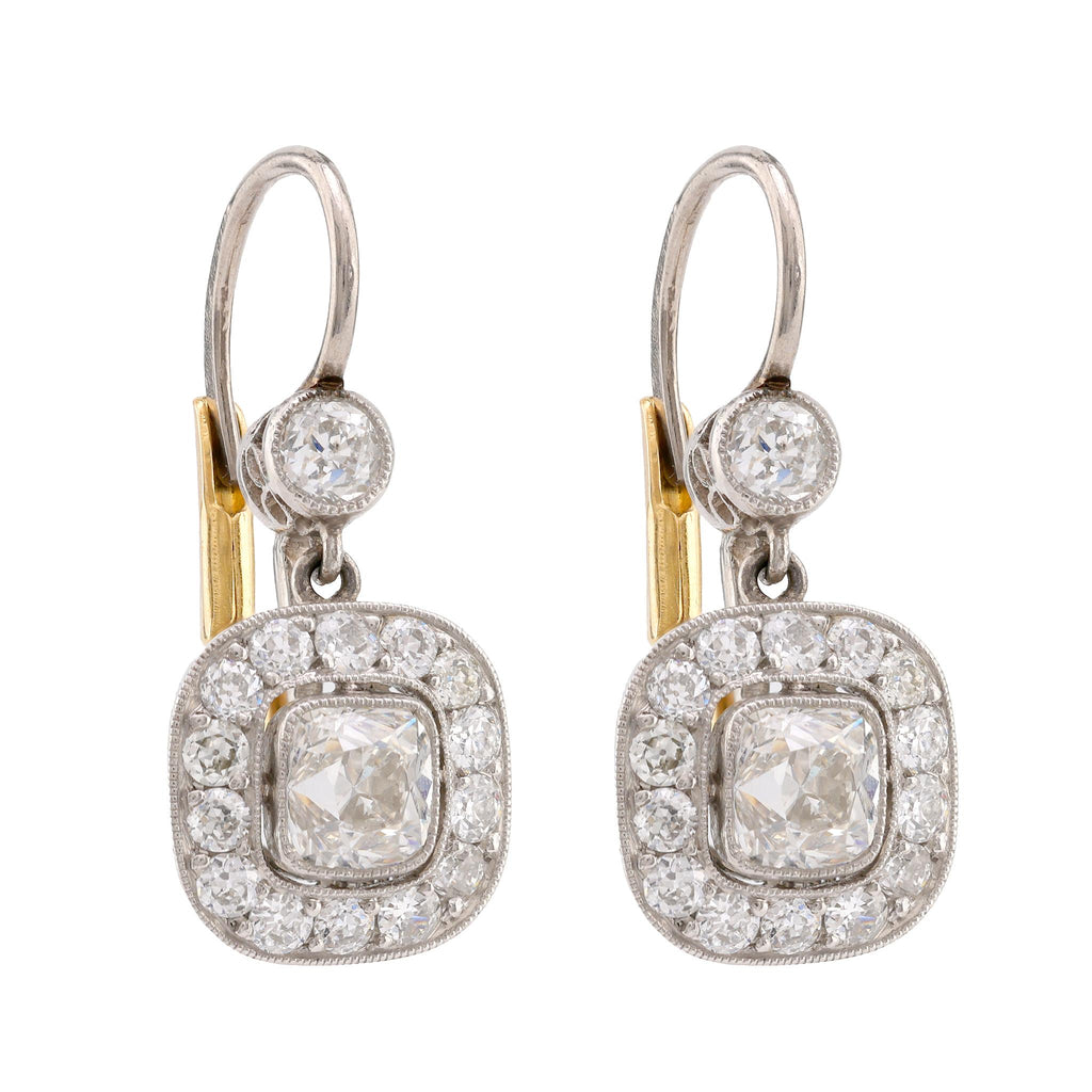 Edwardian Inspired Diamond Platinum Drop Earrings Earrings Jack Weir & Sons   