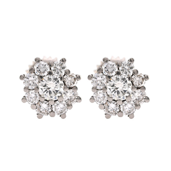 Modern Diamond 18K White Gold Cluster Earrings Earrings Jack Weir & Sons   