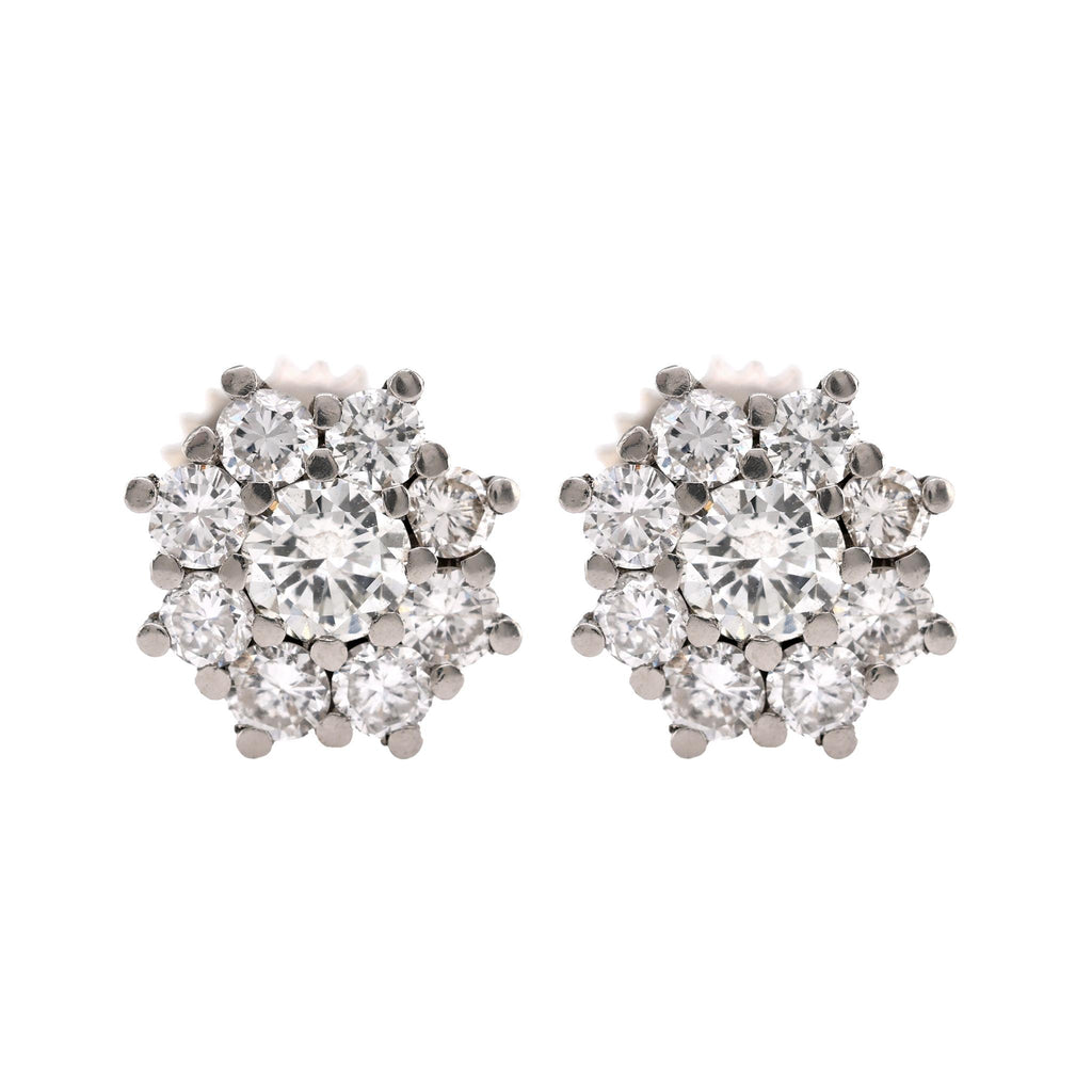 Modern Diamond 18K White Gold Cluster Earrings Earrings Jack Weir & Sons   