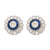 Art Deco Inspired Diamond Sapphire Platinum Halo Studs Earrings Jack Weir & Sons   