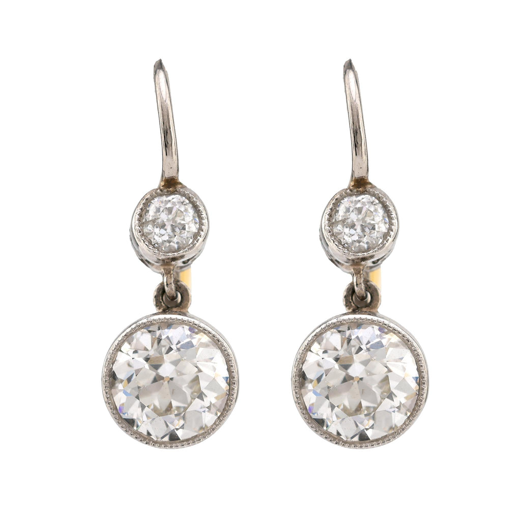 Edwardian Inspired Diamond Two Tone Drop Earrings Earrings Jack Weir & Sons   