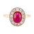 Edwardian Style Ruby Diamond 18K Yellow Gold Cluster Ring  Jack Weir & Sons   