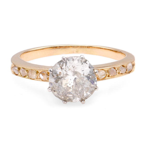 Edwardian Inspired 1.24 Carat Diamond 18K Yellow and White Gold Engagement Ring Rings Jack Weir & Sons   