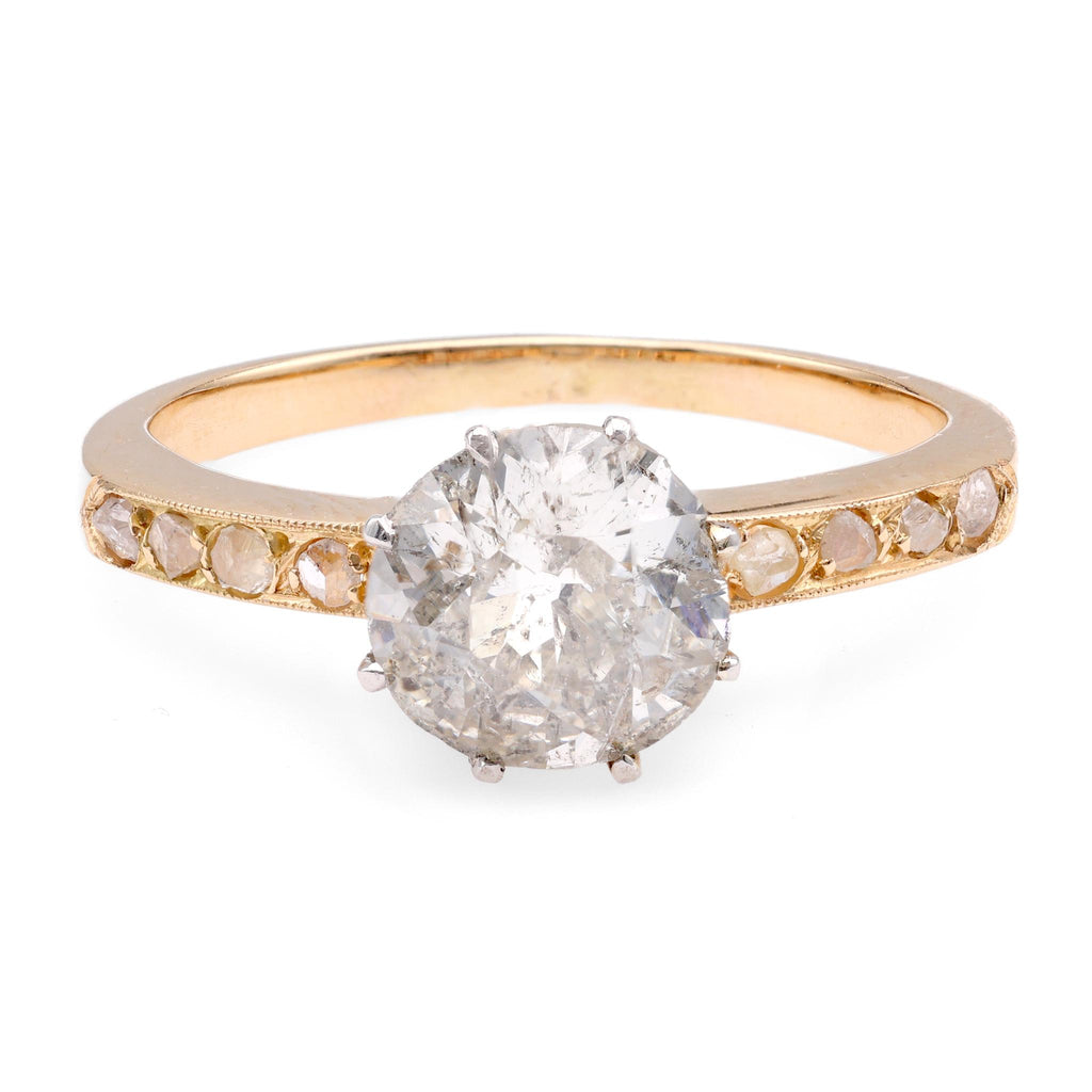 Edwardian Inspired 1.24 Carat Diamond 18K Yellow and White Gold Engagement Ring Rings Jack Weir & Sons