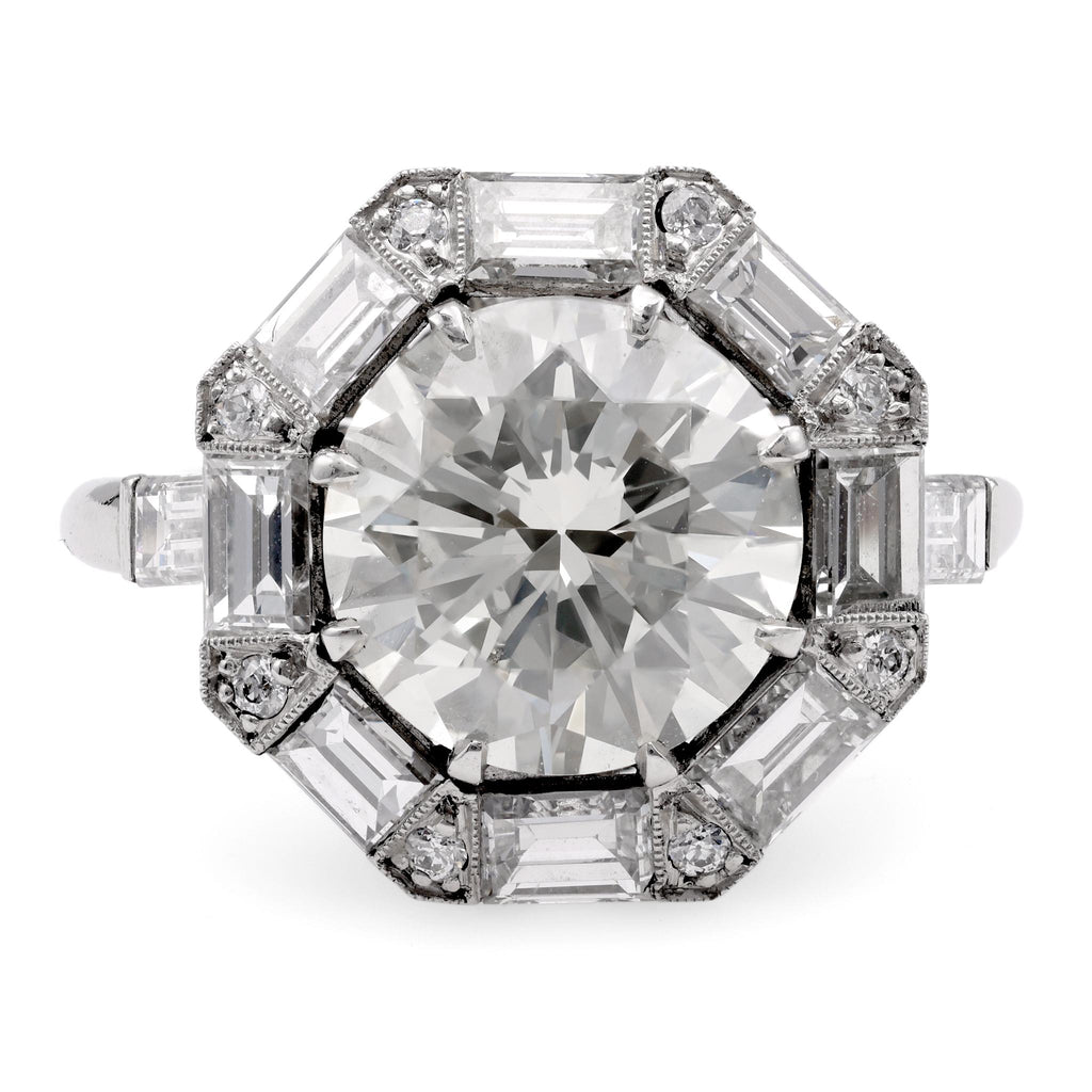 Art Deco Inspired 3.46 Carat Diamond Platinum Engagement Ring Rings Jack Weir & Sons   