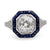 Art Deco Inspired 2.49 Carat Old Mine Diamond Sapphire Platinum Halo Ring Rings Jack Weir & Sons   