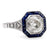 Art Deco Inspired 2.49 Carat Old Mine Diamond Sapphire Platinum Halo Ring Rings Jack Weir & Sons   