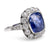 Art Deco Inspired 10.10 Carat Cushion Ceylon Sapphire Diamond Platinum Ring Rings Jack Weir & Sons   