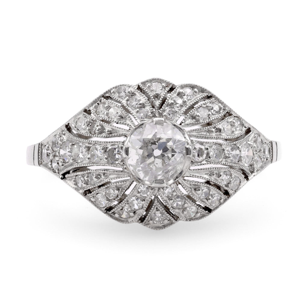 Art Deco Inspired .41 Carat Diamond Platinum Ring Rings Jack Weir & Sons   