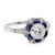 Art Deco Inspired .73 Carat Diamond Sapphire Platinum Cluster Ring Rings Jack Weir & Sons   