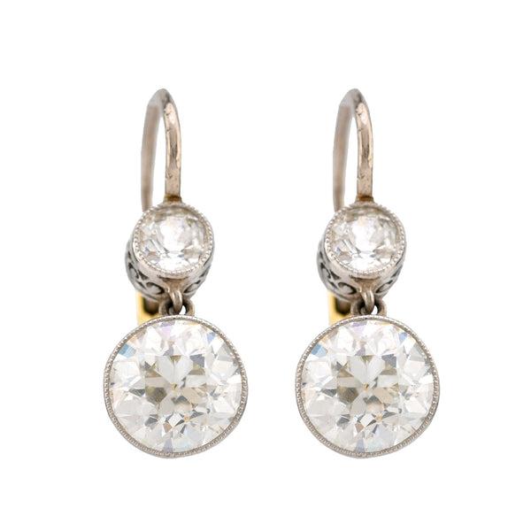 Edwardian Inspired Old Cut Diamond 18K White Yellow Gold Earrings Earrings Jack Weir & Sons   