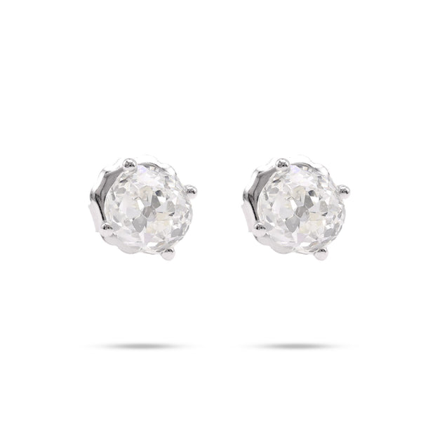 2.37 Carat Old Mine Cut Diamond 14K White Gold Stud Earrings Earrings Jack Weir & Sons   