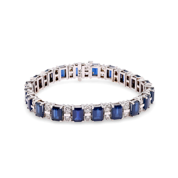 Vintage 25 Carats Sapphire Diamond 14k White Gold Bracelet Bracelets Jack Weir & Sons   