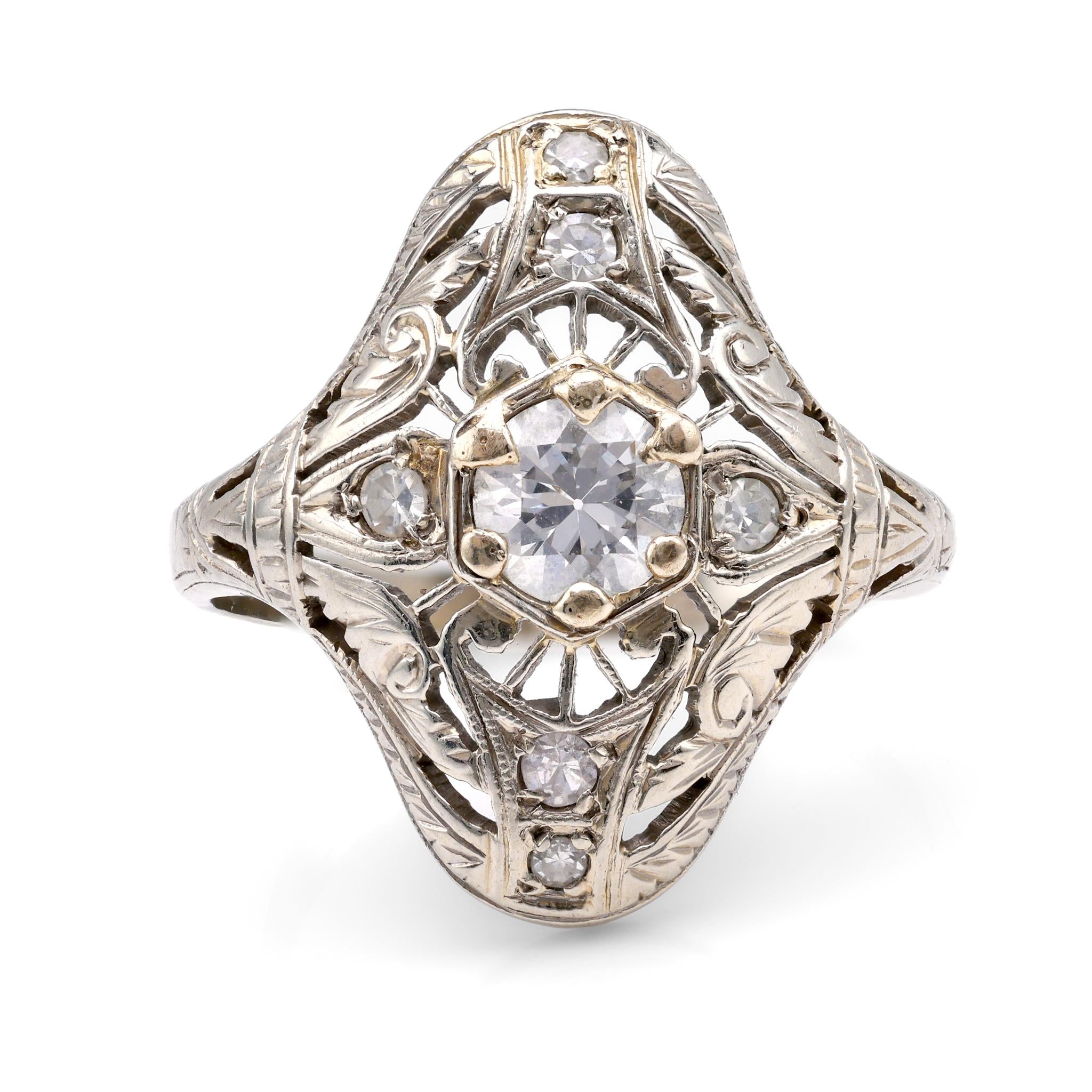 Art Deco Diamond 14K White Gold Ring  Jack Weir & Sons   