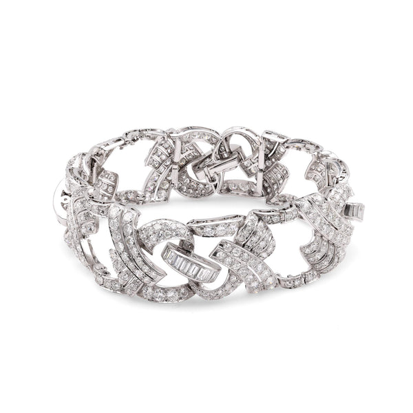 Art Deco Diamond Platinum Bracelet Bracelets Jack Weir & Sons   