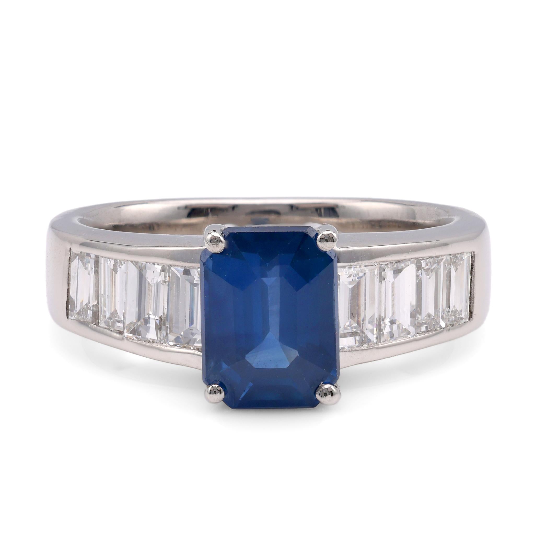 Modern 1.5 Carats Sapphire Diamond Platinum Ring  Jack Weir & Sons   