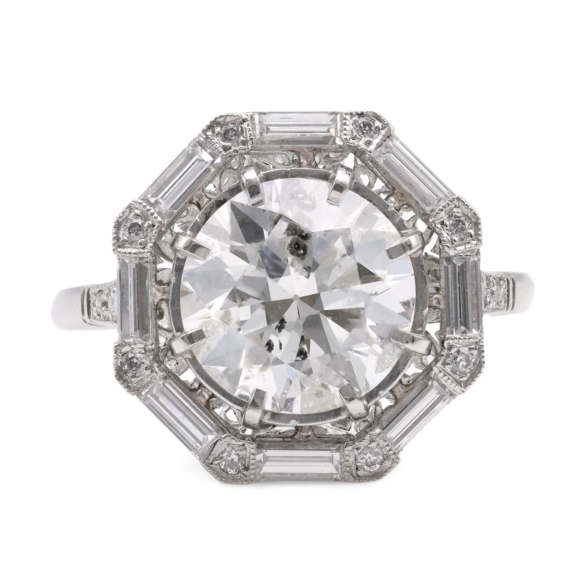 Vintage GIA 2.54 Carat Round Diamond Platinum Engagement Ring  Jack Weir & Sons   