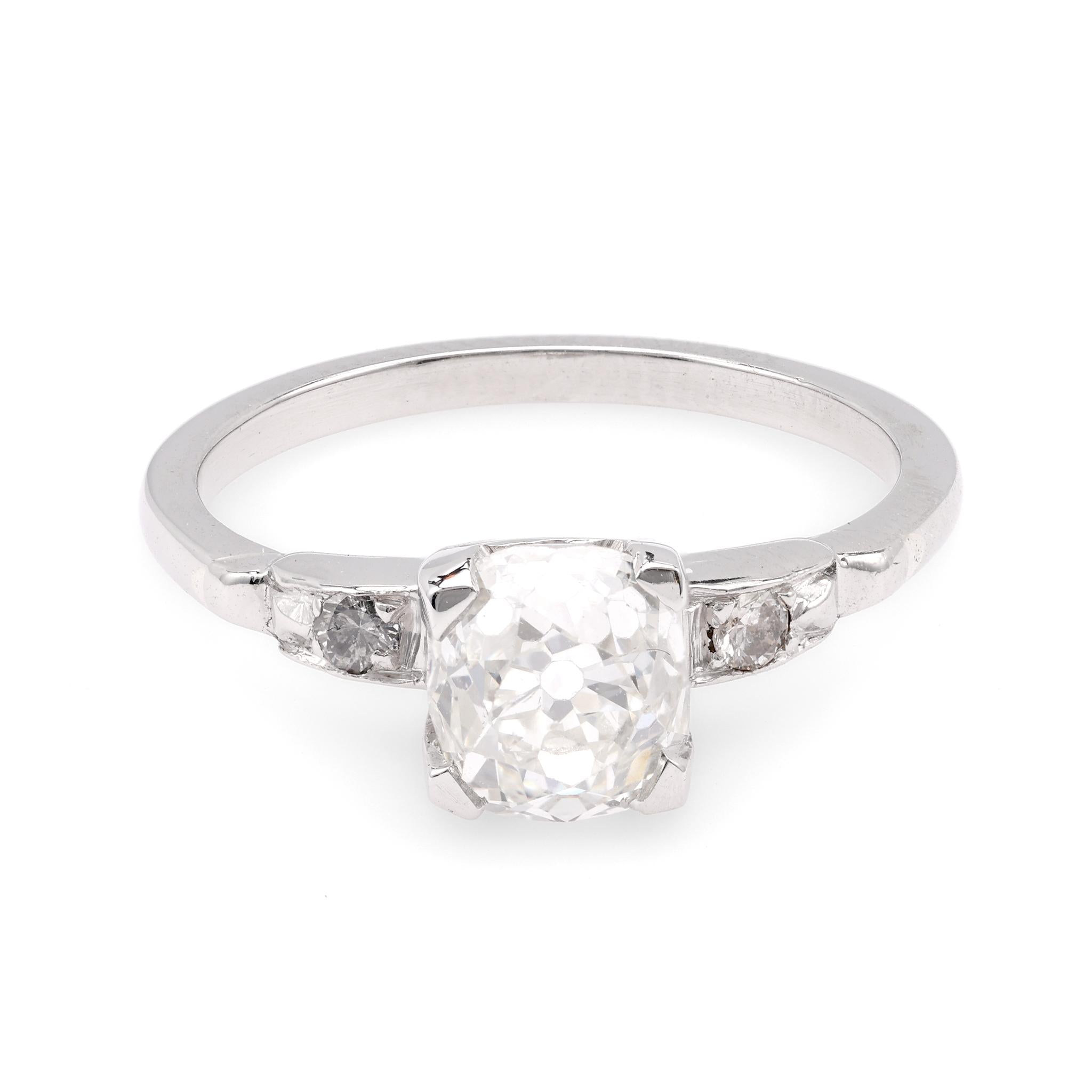 Art Deco GIA 1.32 Carat Old Mine Cut Diamond Platinum Engagement Ring  Jack Weir & Sons   