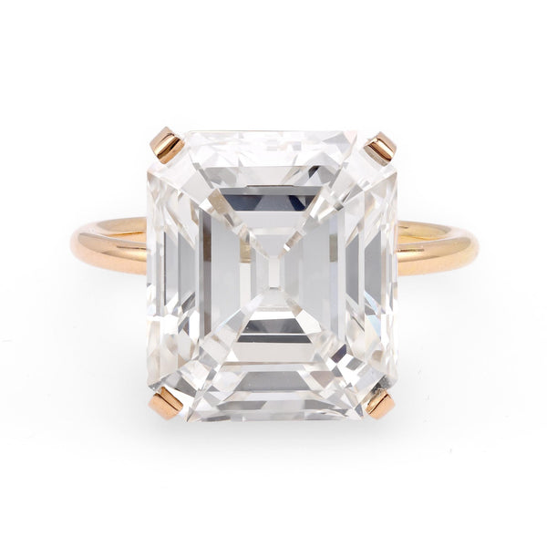 GIA 10.58 Carat Emerald Cut 18K Rose Gold Ring Rings Jack Weir & Sons   