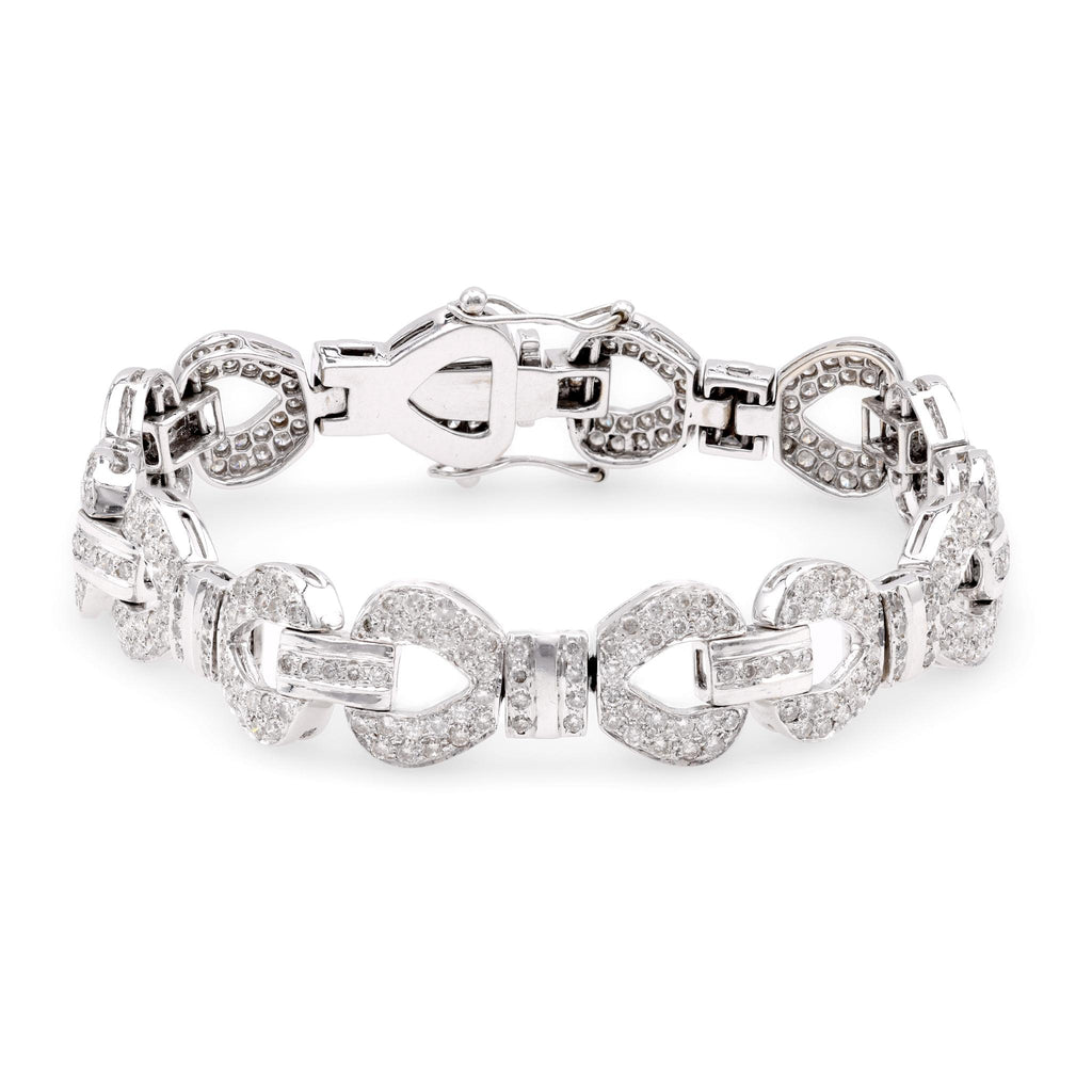 French Mid-Century 5 Carat Round Diamond 18K White Gold Bracelet Bracelets Jack Weir & Sons   