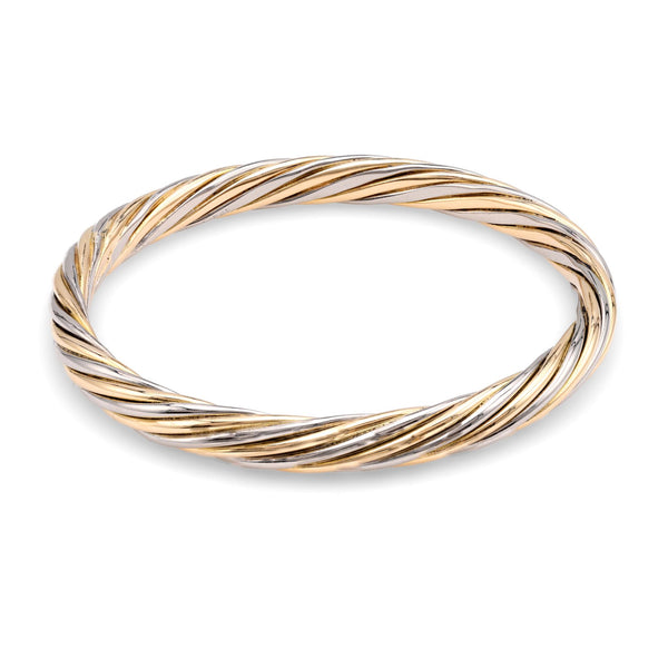 Vintage Van Cleef & Arpels 18K Two Tone Gold Twisted Rope Bangle Bracelets Van Cleef & Arpels   