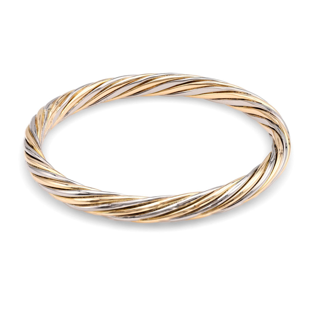 Vintage Van Cleef & Arpels 18K Two Tone Gold Twisted Rope Bangle Bracelets Van Cleef & Arpels   