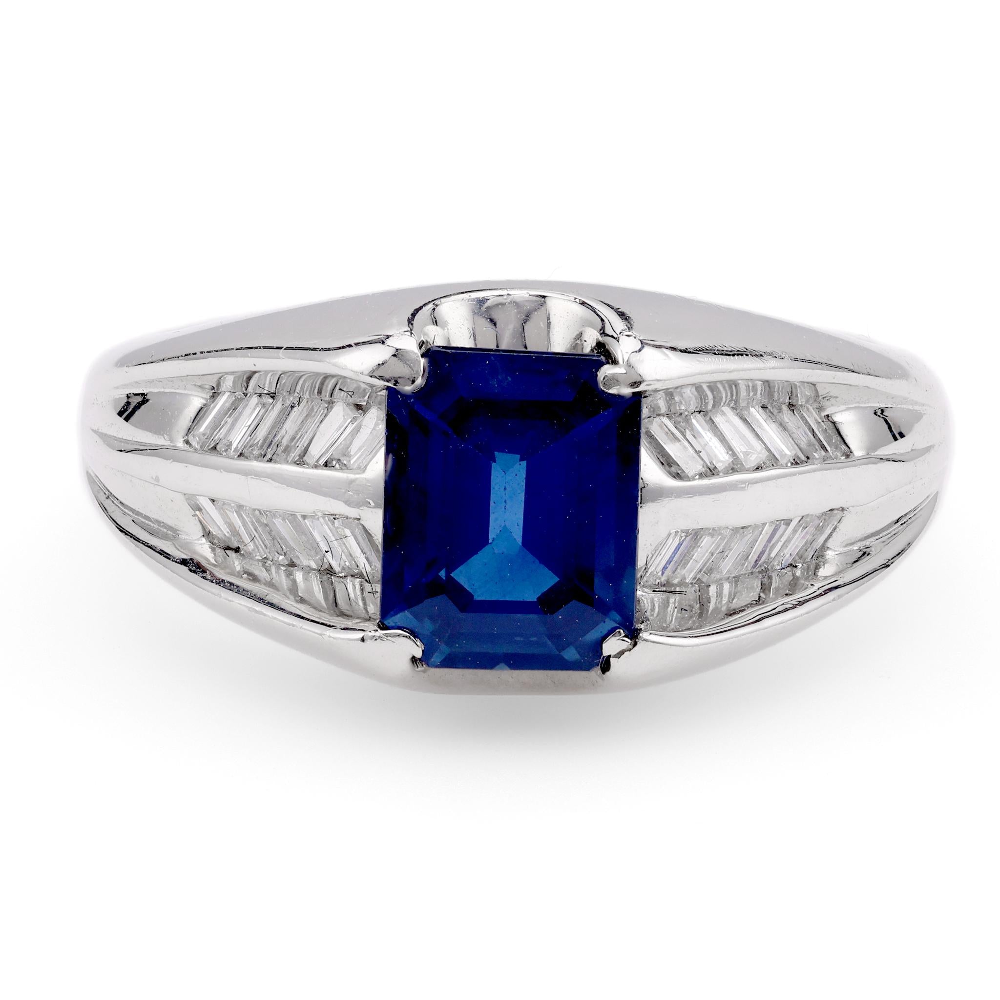 Modern 1.29 Carat Sapphire Diamond Platinum Ring  Jack Weir & Sons   