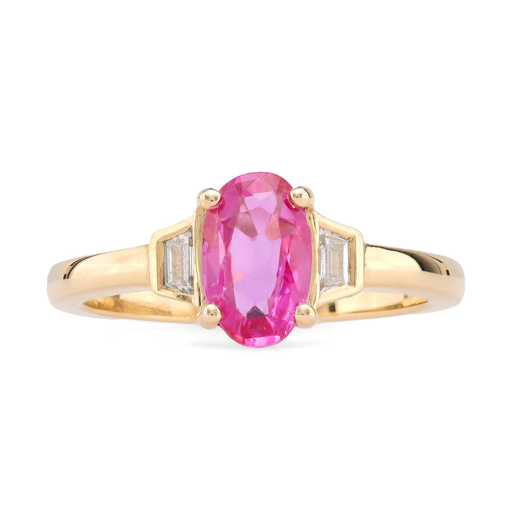 GIA 1.07 Carat Burma No Heat Pink Sapphire Diamond 18K Yellow Gold Ring  Jack Weir & Sons   