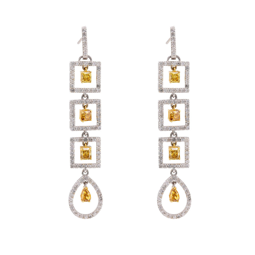 Modern 4.8 Carat Total Weight Fancy Color Diamond Dangle Earrings Earrings Jack Weir & Sons   